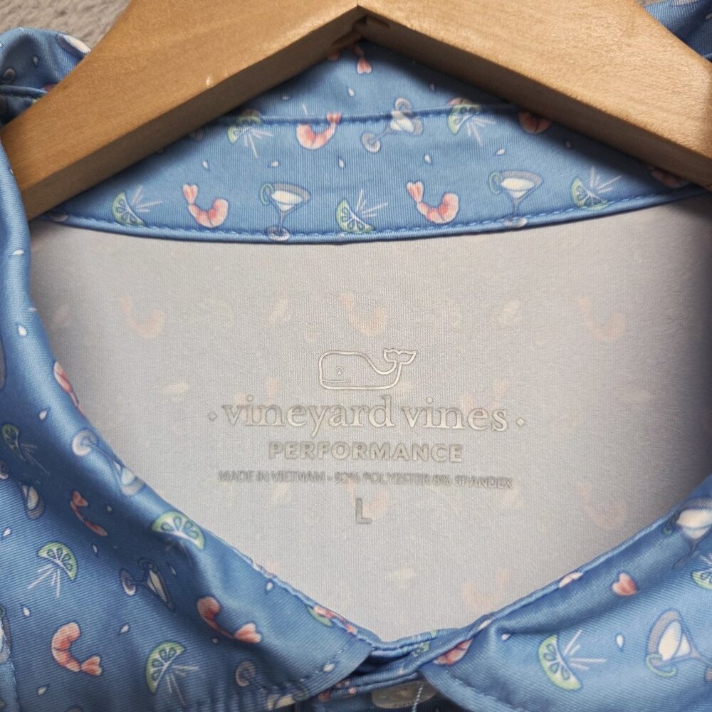 Vineyard Vines Shirt Mens Large OTG Sankaty Performance Polo Shrimp Cocktail - Picture 6 of 10
